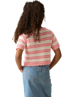 Angel & Rocket Kids' Cotton Knit Short Sleeved Heart Top, Pink - view 2, Pink