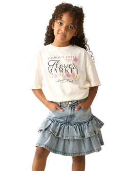 Angel & Rocket Kids' Cotton Flower Market T-Shirt, White - view 2, White