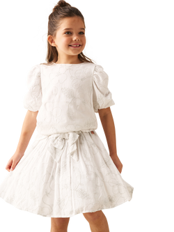Angel & Rocket Kids' Dahlia Embroidered Floral Top, White - view 2, White