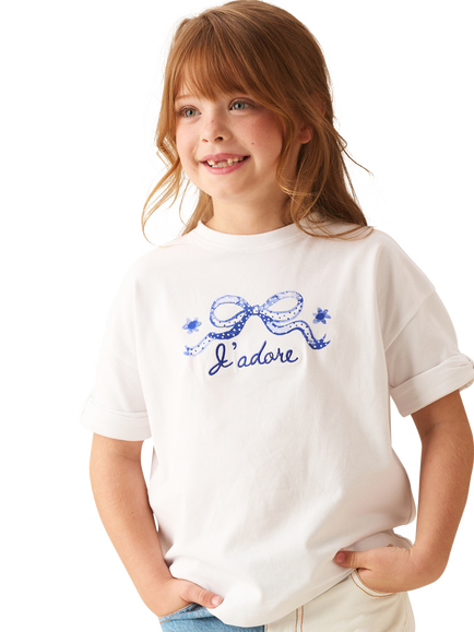 Angel & Rocket Kids' J'adore T-Shirt, White, White