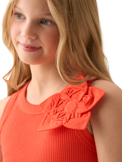 Angel & Rocket Kids' Cotton Rich Corsage Vest Top, Red - view 2, Red