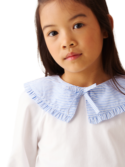 Angel & Rocket Kids' Betty Striped Collar Longsleeve Top, White - view 2, White