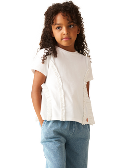 Angel & Rocket Kids' Pippa Woven Peplum Ruffle T-Shirt, White, White