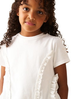 Angel & Rocket Kids' Pippa Woven Peplum Ruffle T-Shirt, White - view 2, White