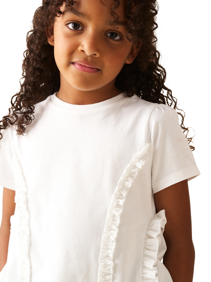 Angel & Rocket Kids' Pippa Woven Peplum Ruffle T-Shirt, White - view 2, White