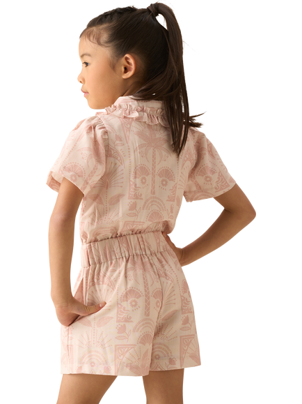 Angel & Rocket Kids' Printed Short Playsuit, Natural - view 2, Natural