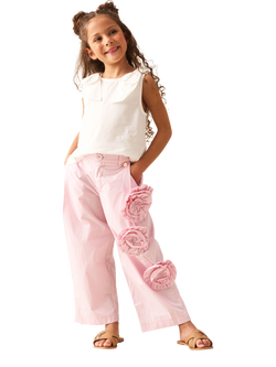 Angel & Rocket Kids' Corsage Embroidered Trousers, Pink - view 2, Pink