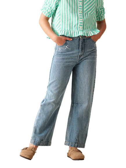 Angel & Rocket Kids' Relaxed Denim Barrel Leg Jeans, Blue, Blue