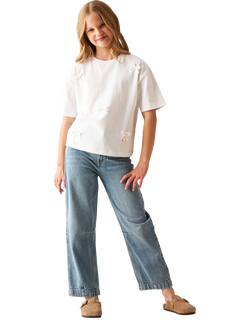 Angel & Rocket Kids' Relaxed Denim Barrel Leg Jeans, Blue - view 2, Blue