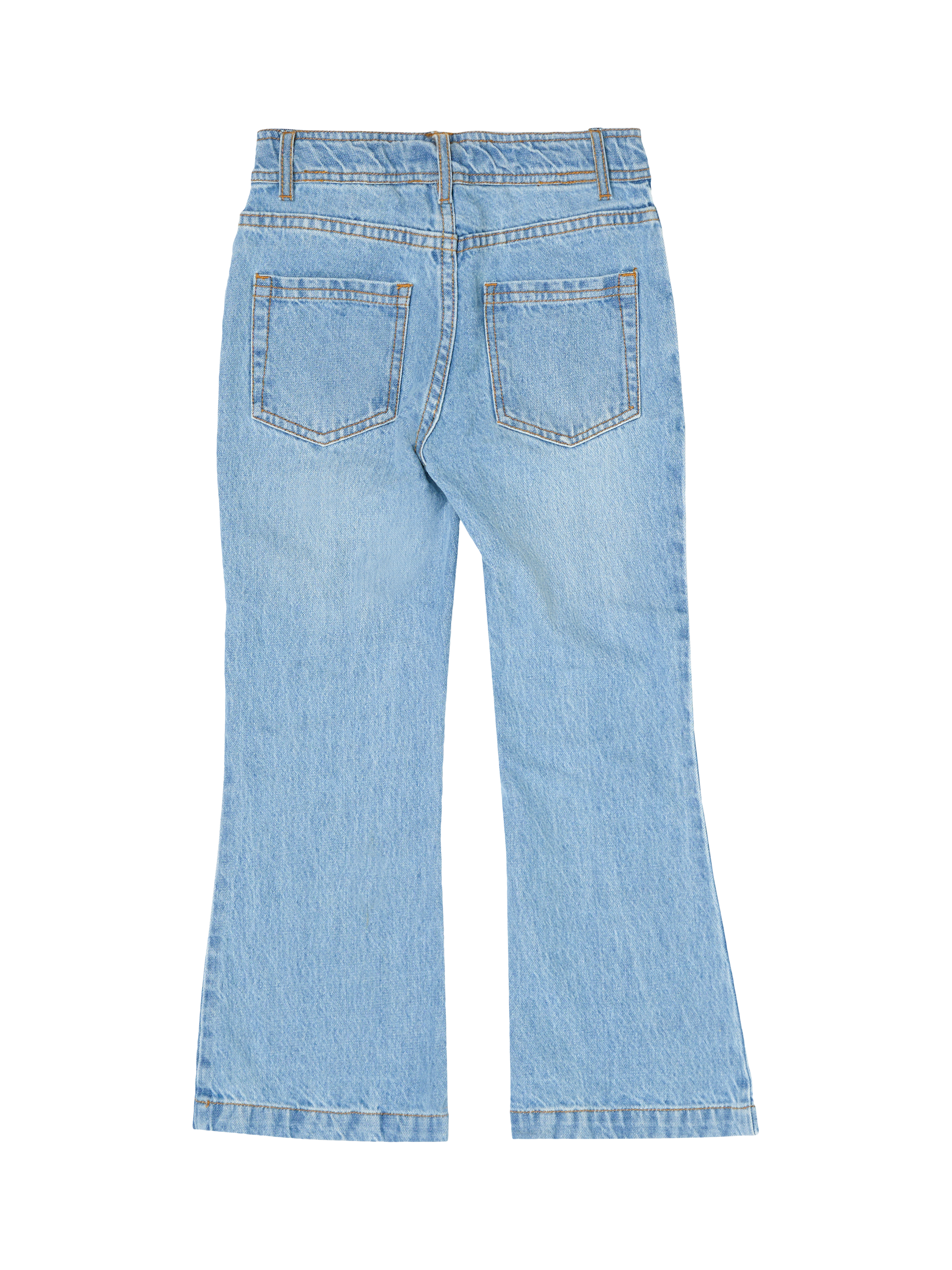 Product image 6 of 7, which shows Angel & Rocket Kids' Embroidered Flared Denim Jeans, Blue/Multi, 3 years