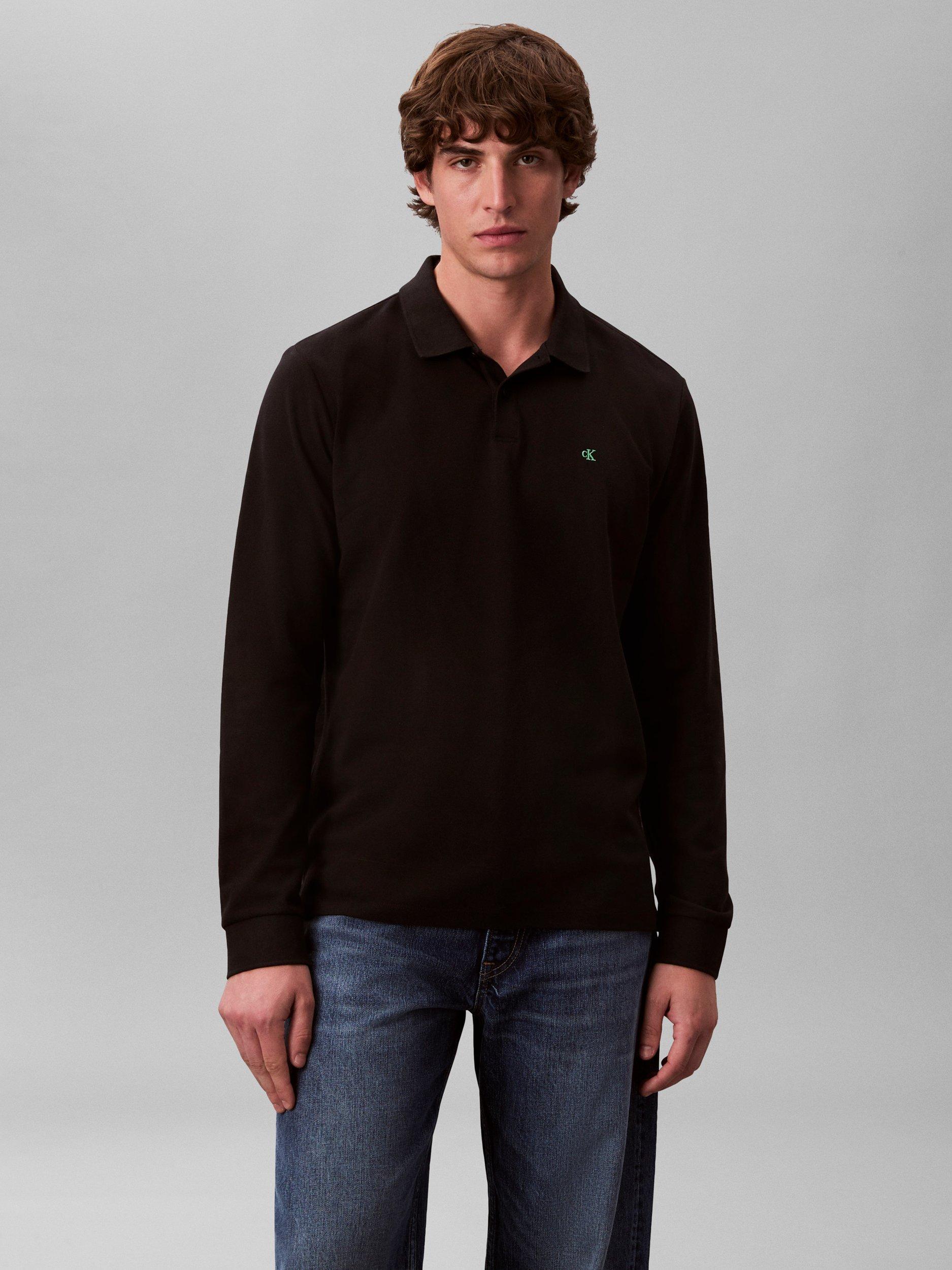 Product image 2 of 6, which shows Calvin Klein Casual Long Sleeve Polo Shirt, Black, S