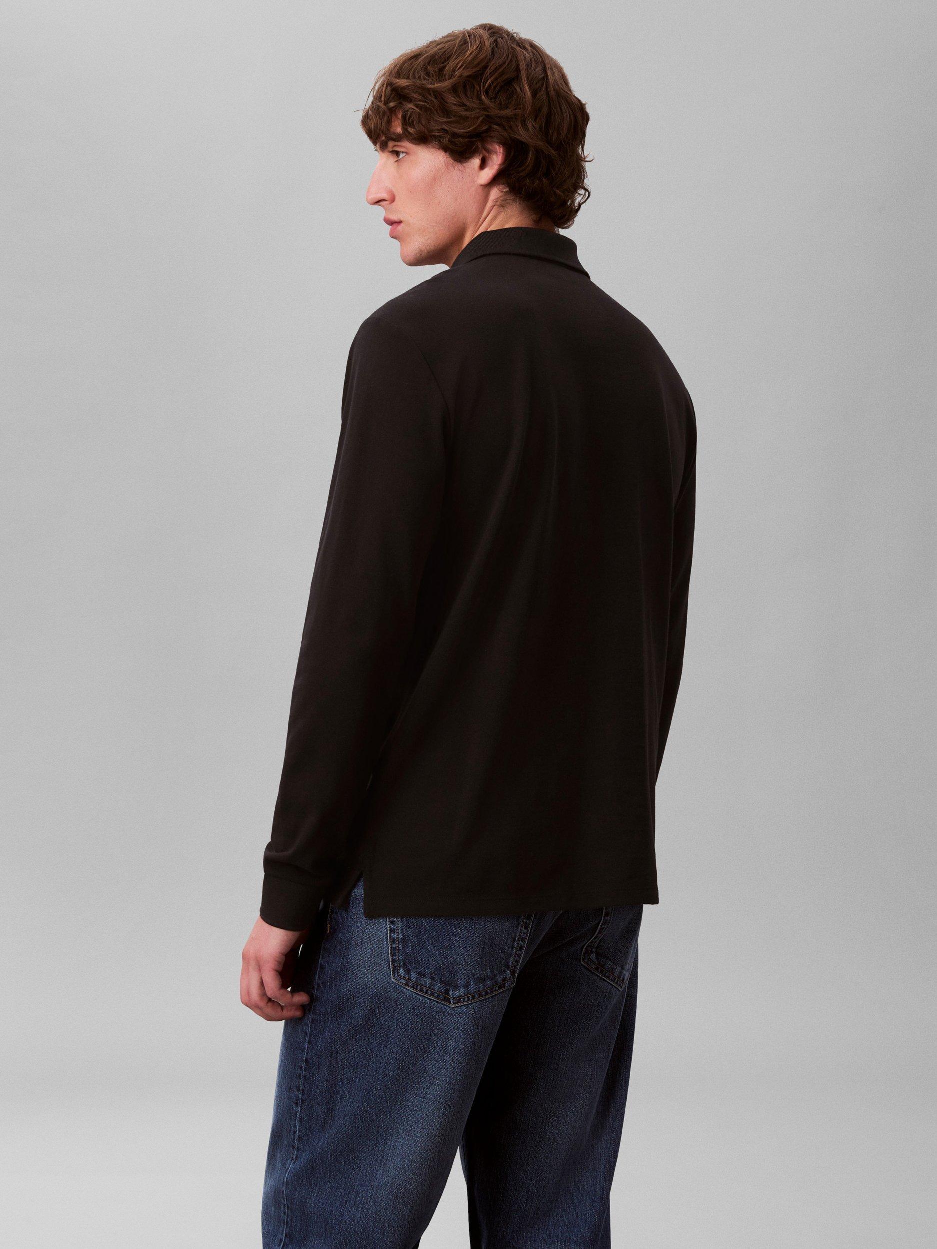 Product image 3 of 6, which shows Calvin Klein Casual Long Sleeve Polo Shirt, Black, S
