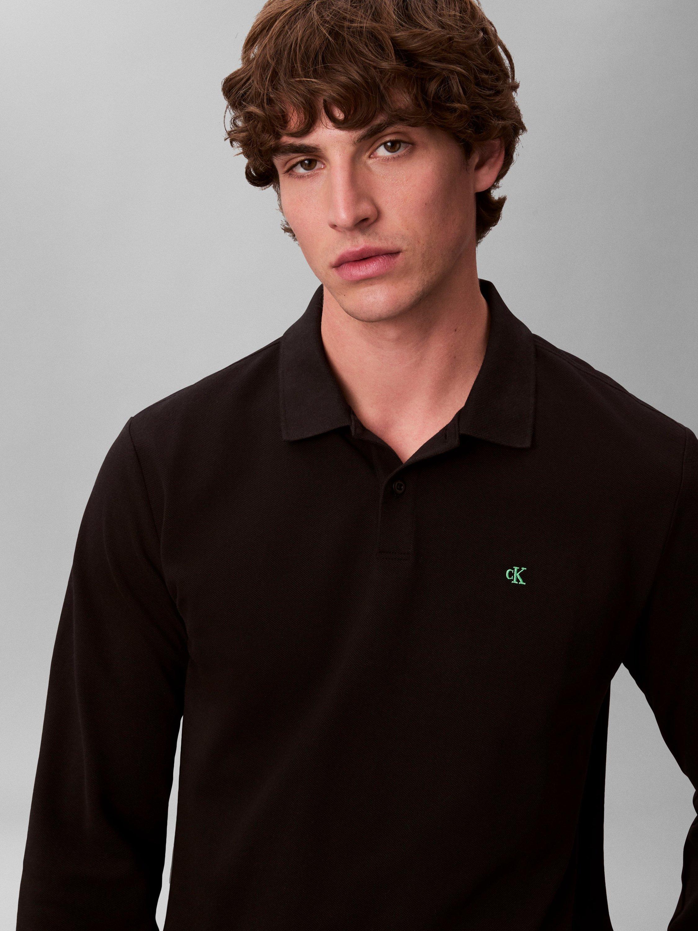 Product image 4 of 6, which shows Calvin Klein Casual Long Sleeve Polo Shirt, Black, S