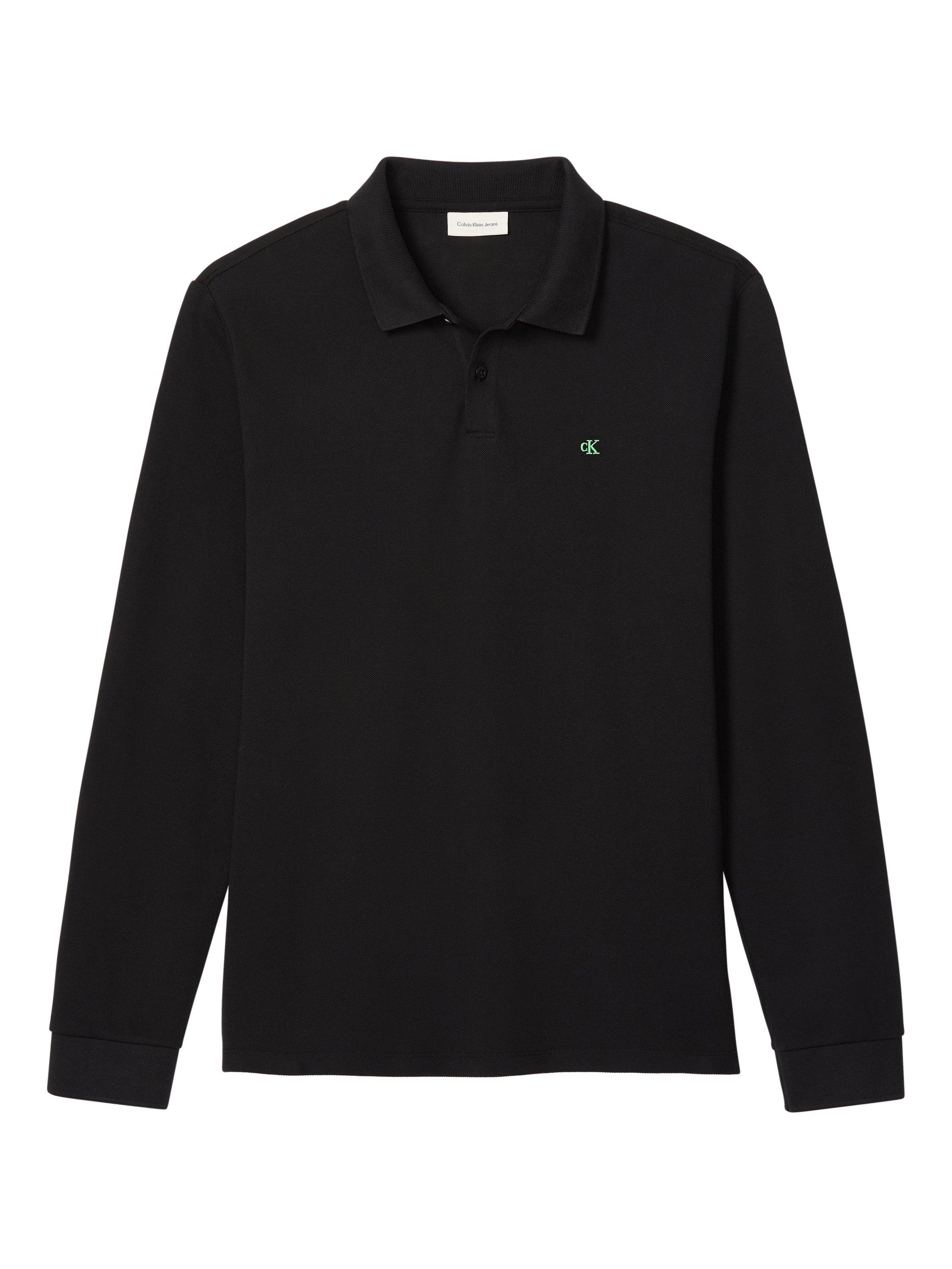 Product image 6 of 6, which shows Calvin Klein Casual Long Sleeve Polo Shirt, Black, S