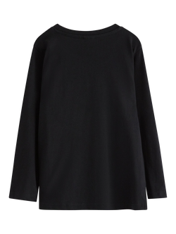 Lindex Kids' Cotton Long Sleeved Sequin Dinosaur Top, Black - view 2, Black