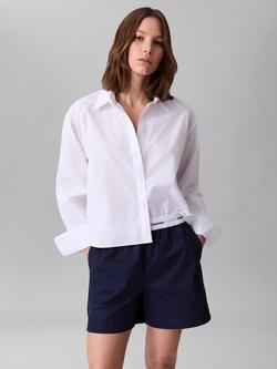 Calvin Klein Solid Boxy Cropped Shirt, Brilliant White, Brilliant White
