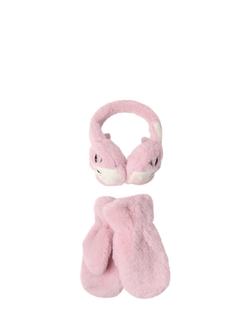 Lindex Kids' Ear Muffs & Mittens Set, Dusty Pink, Dusty Pink
