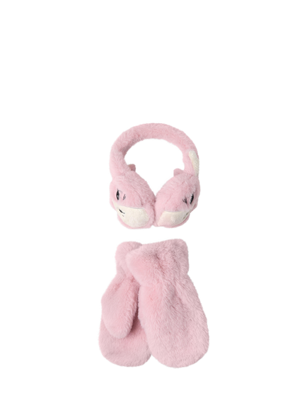 Lindex Kids' Ear Muffs & Mittens Set, Dusty Pink, Dusty Pink