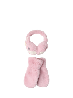 Lindex Kids' Ear Muffs & Mittens Set, Dusty Pink - view 2, Dusty Pink