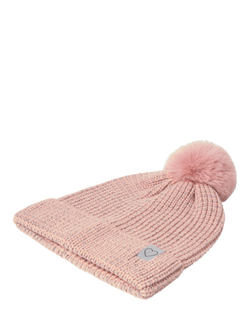 Lindex Kids' Knitted Bobble Hat, Dusty Pink - view 2, Dusty Pink