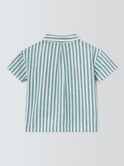 John Lewis Baby Stripe Palm Short Sleeve Shirt, Multi - view 2, Multi