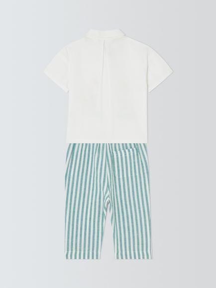 John Lewis Baby Tiger Embroidery Short Sleeve Shirt & Trousers Set, Multi - view 2, Multi