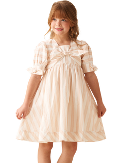 Angel & Rocket Kids' Striped Tie Front Dress, Pink, Pink