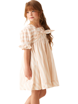 Angel & Rocket Kids' Striped Tie Front Dress, Pink - view 2, Pink