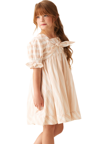 Angel & Rocket Kids' Striped Tie Front Dress, Pink - view 2, Pink