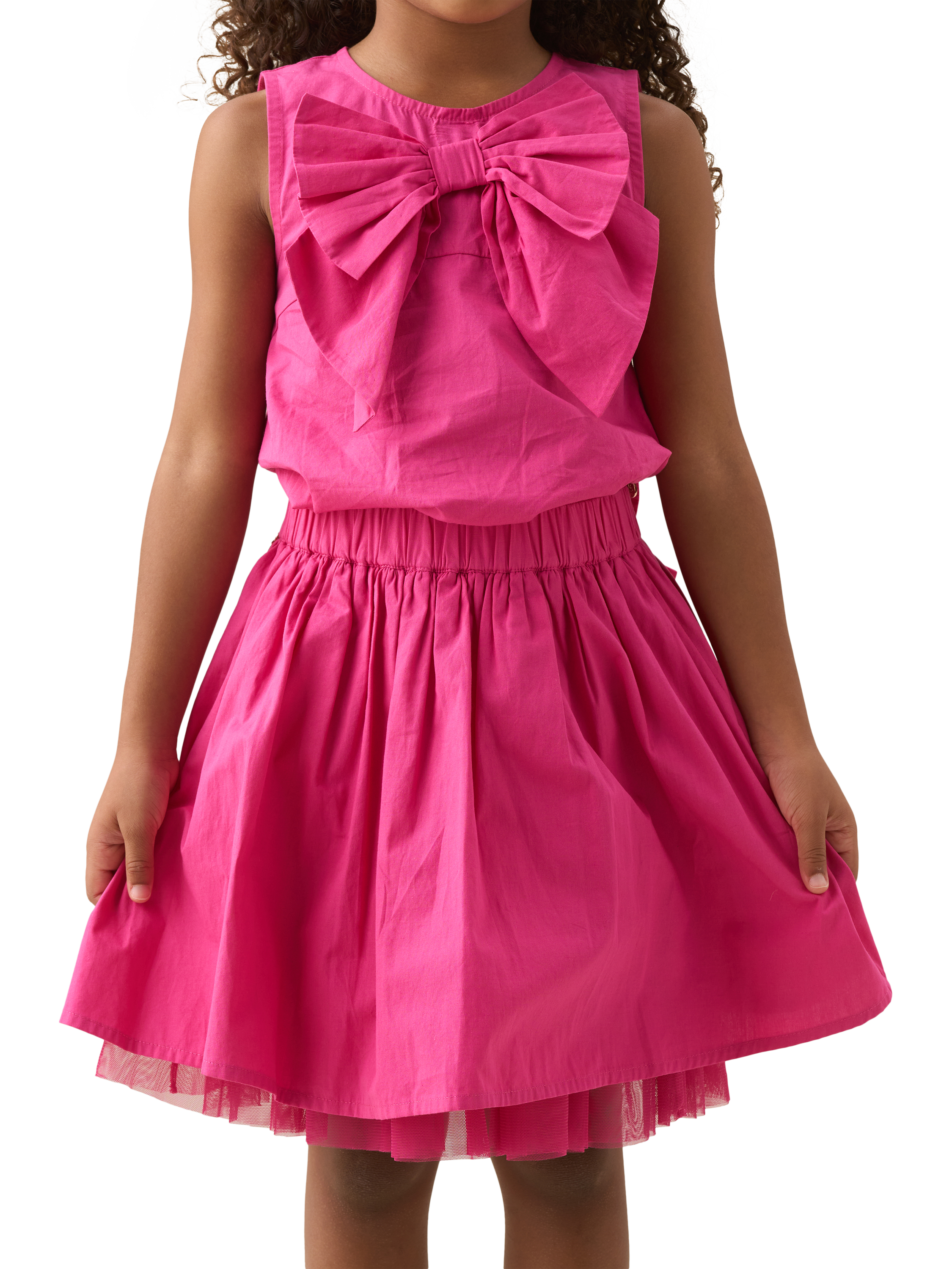 Product image 1 of 6, which shows Angel & Rocket Kids' Cotton Bow Skirt, Pink, 2 years