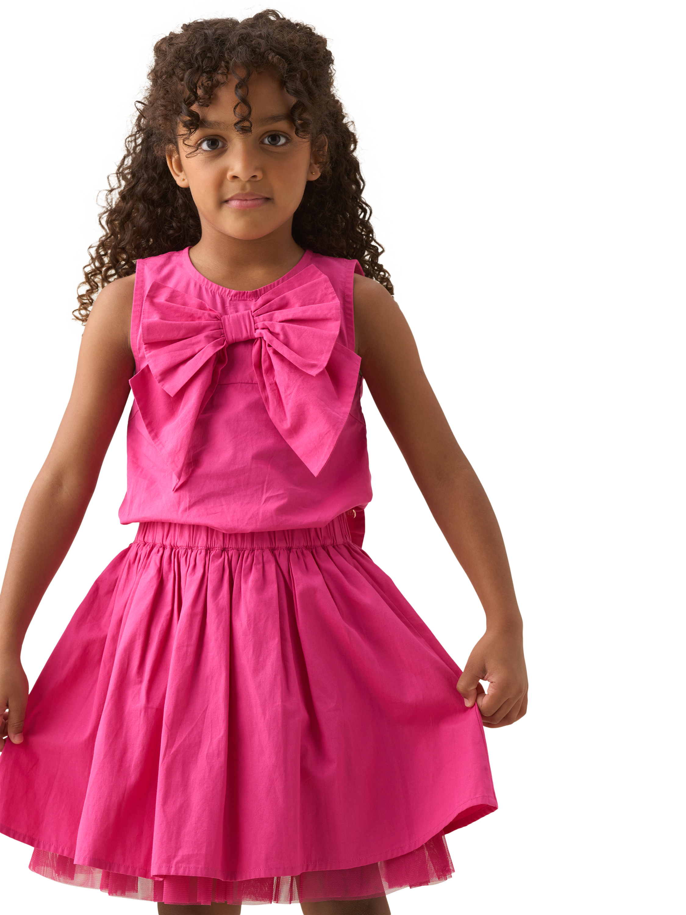 Product image 3 of 6, which shows Angel & Rocket Kids' Cotton Bow Skirt, Pink, 2 years