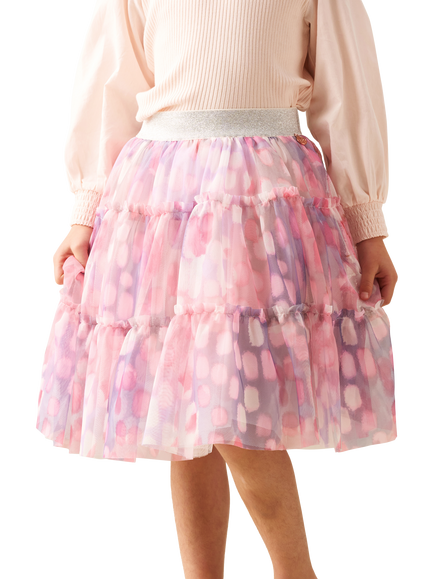 Angel & Rocket Kids' Glitter Waist Printed Mesh Skirt, Pink, Pink