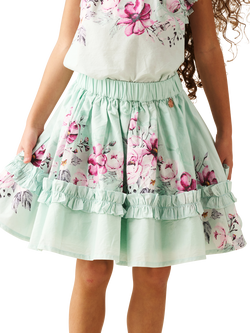 Angel & Rocket Kids' Ruffle Hem Skirt, Green, Green