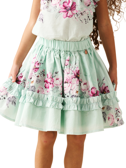 Angel & Rocket Kids' Ruffle Hem Skirt, Green, Green