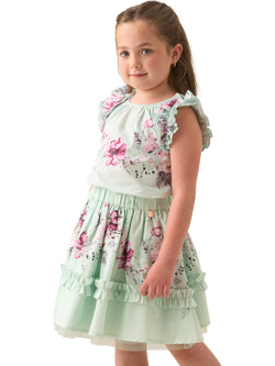 Angel & Rocket Kids' Floral Ruffle Top - view 2, Green