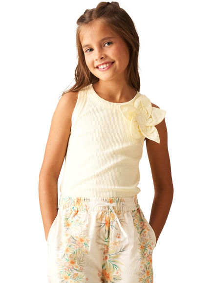Angel & Rocket Kids' Sleeveless Corsage Vest Top, Yellow, Yellow