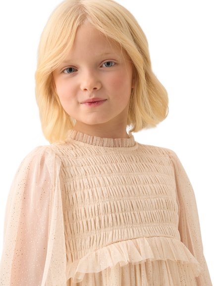 Angel & Rocket Kids' Balloon Sleeve Boho Dress, Ivory - view 2, Ivory