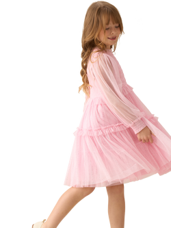 Angel & Rocket Kids' Balloon Sleeve Dress, Pink - view 2, Pink