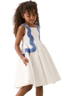 Angel & Rocket Kids' Sleeveless Ric Rac Panelled Dress, White, White