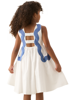 Angel & Rocket Kids' Sleeveless Ric Rac Panelled Dress, White - view 2, White