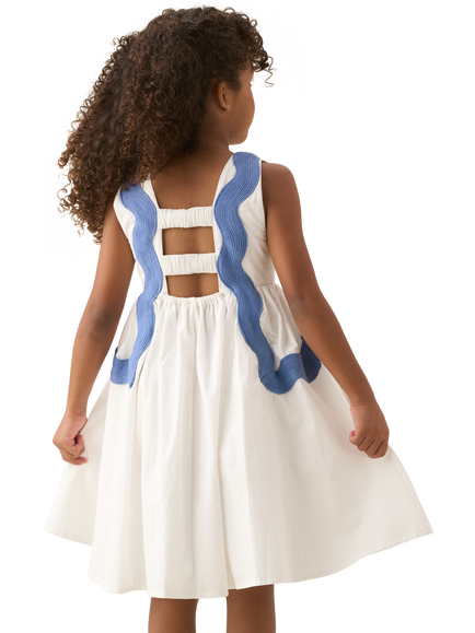 Angel & Rocket Kids' Sleeveless Ric Rac Panelled Dress, White - view 2, White