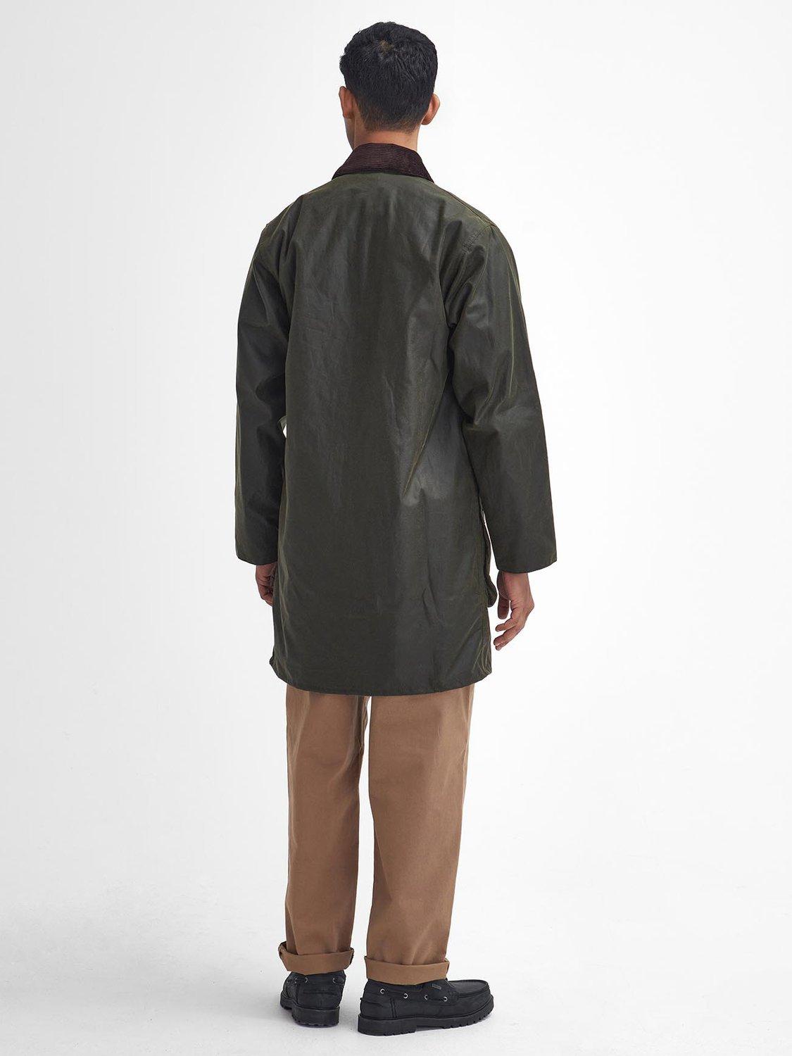 Product image 2 of 9, which shows Barbour Border Long Waxed Jacket, Archive Olive, 40R