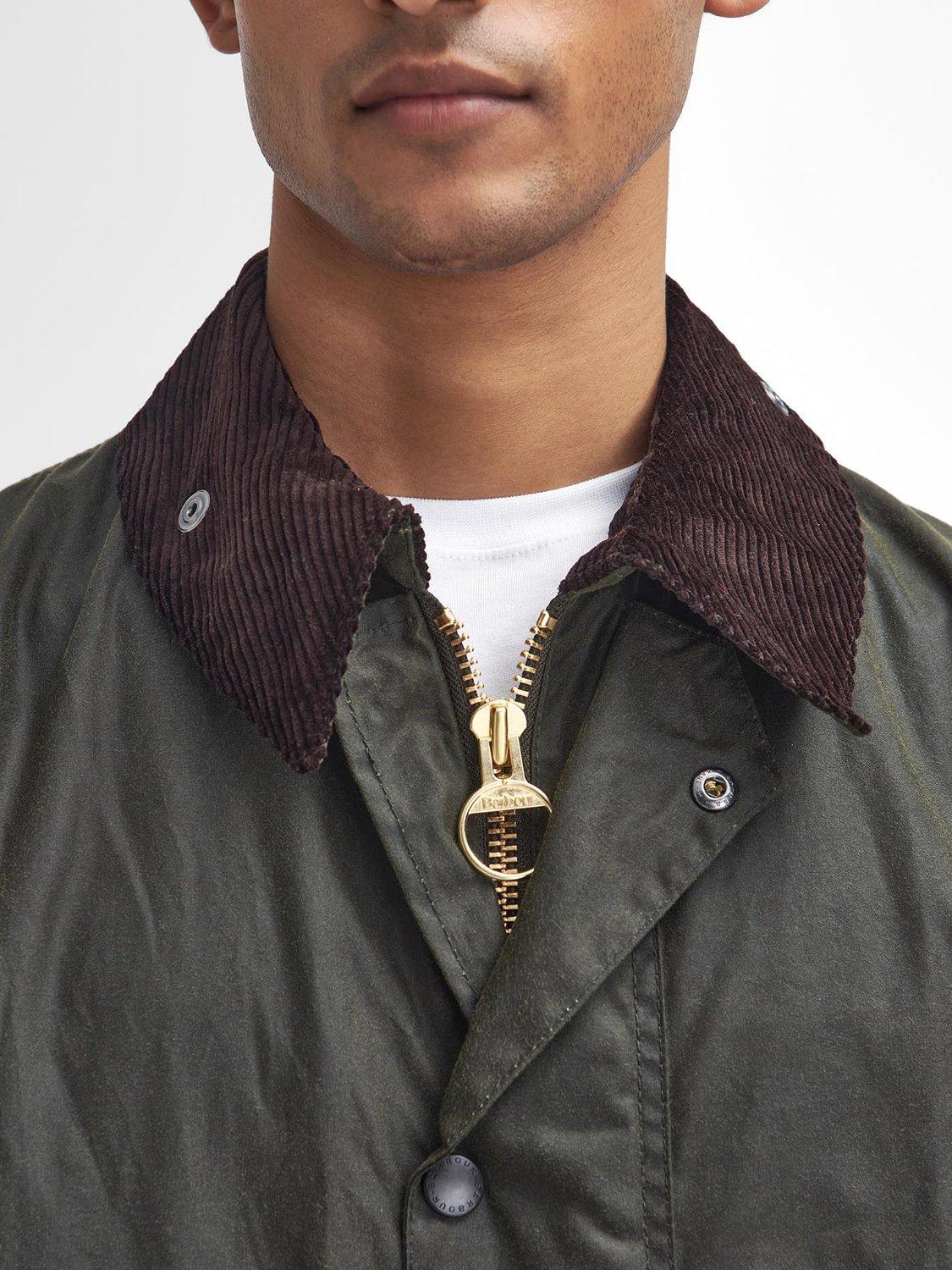 Product image 3 of 9, which shows Barbour Border Long Waxed Jacket, Archive Olive, 40R