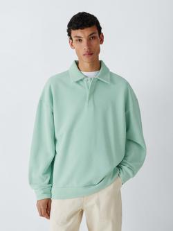 Kin Washed Cotton Rugby Shirt, Gossamer Green, Gossamer Green