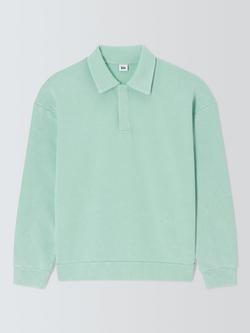 Kin Washed Cotton Rugby Shirt, Gossamer Green, Gossamer Green