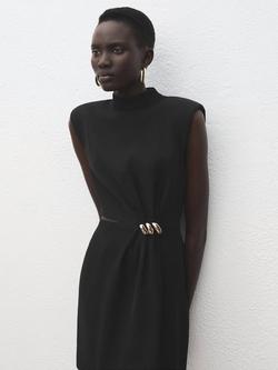 Mango Vane Waist Detail Mini Dress, Black, Black