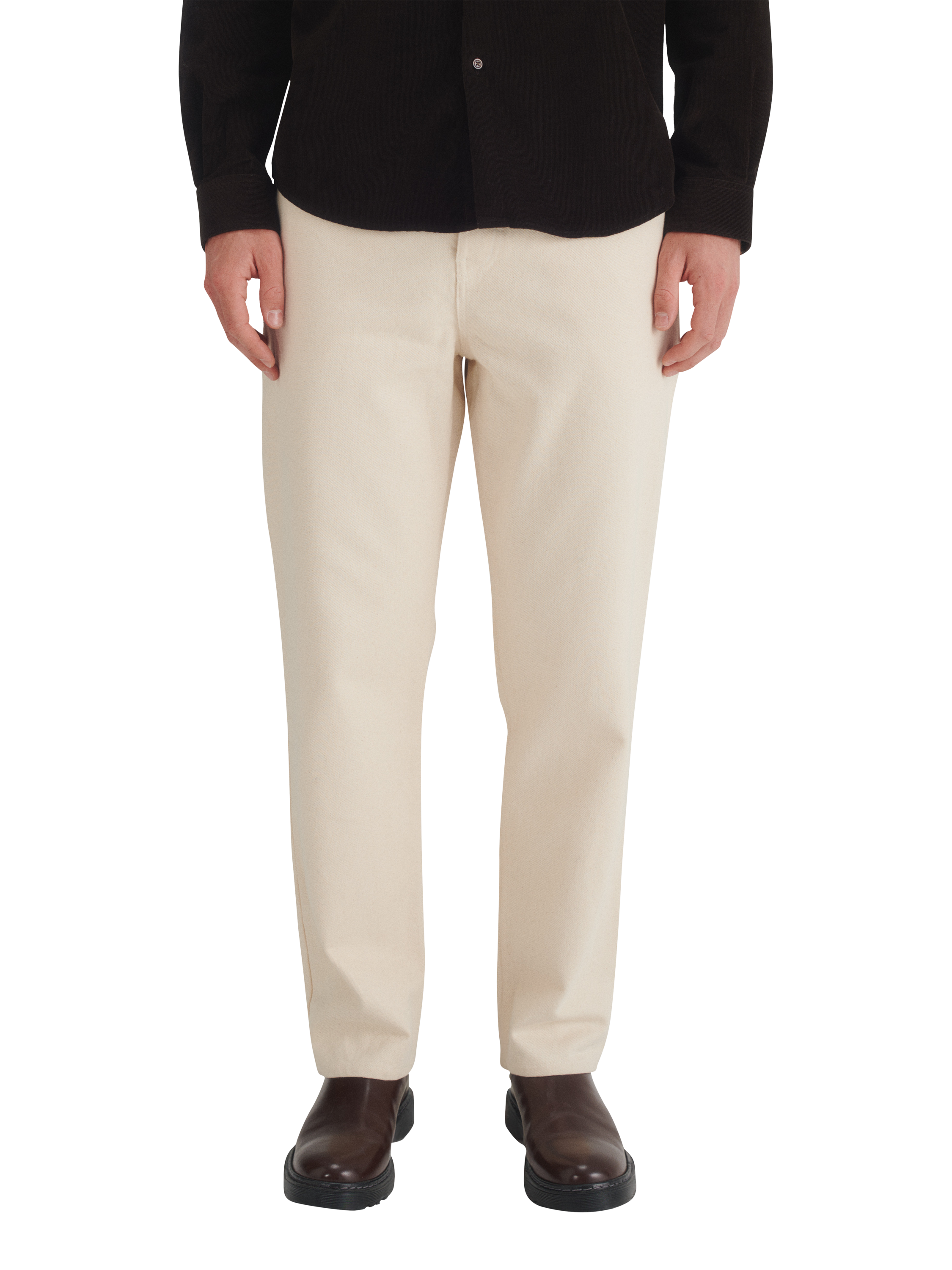 Product image 1 of 6, which shows Maison Standards Cadix Slim Fit Canvas Jeans, Ecru, 29R