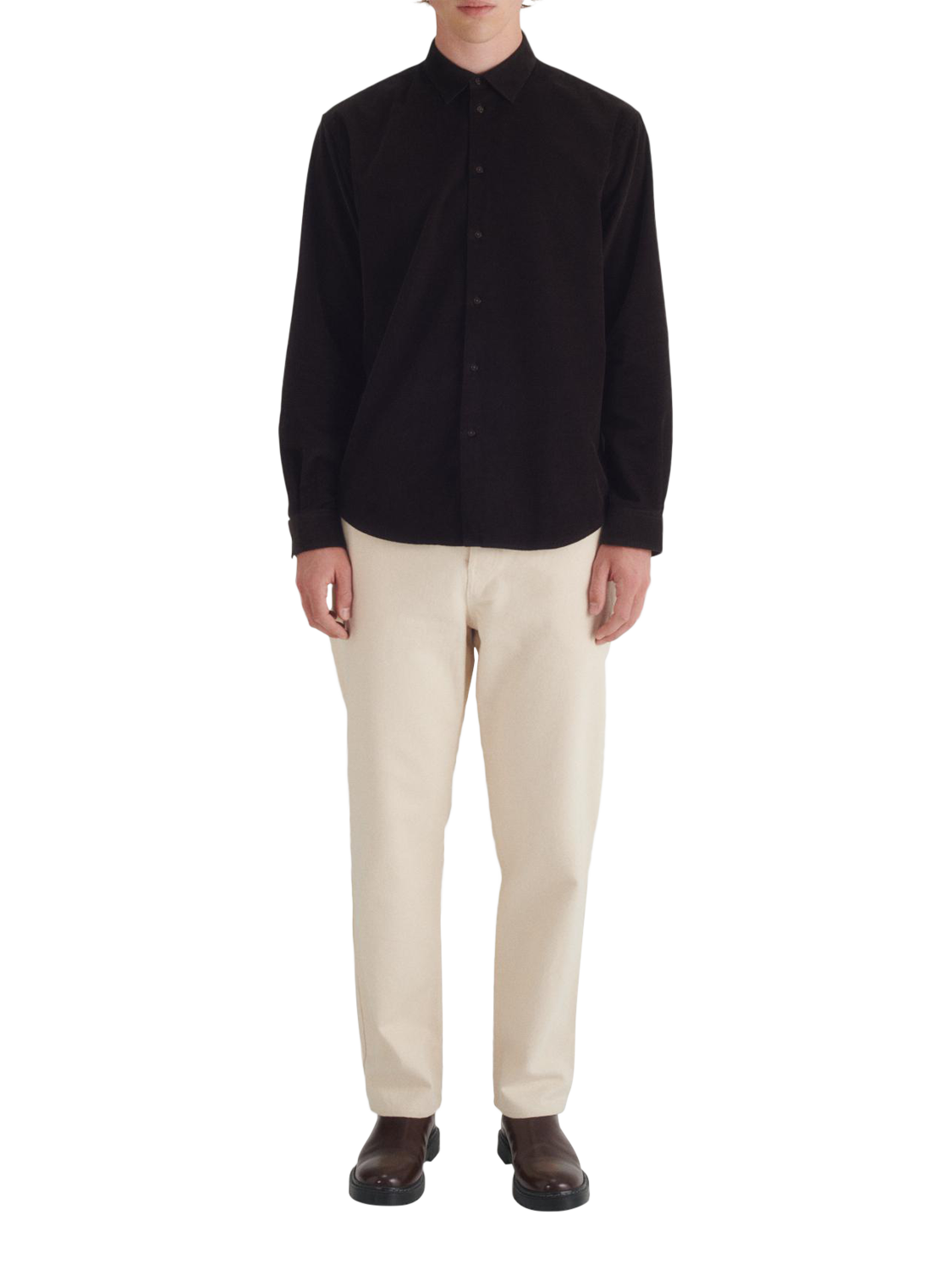 Product image 3 of 6, which shows Maison Standards Cadix Slim Fit Canvas Jeans, Ecru, 29R