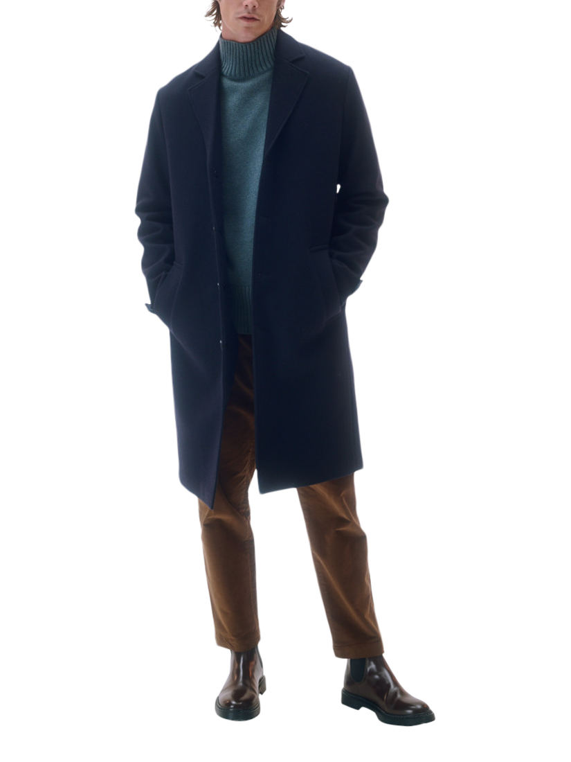 Product image 1 of 4, which shows Maison Standards Gill Wool Mix Oversized Coat, Navy, S