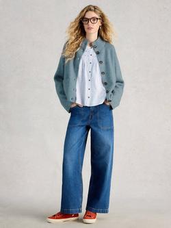 White Stuff Margot High Neck Cardigan, Blue